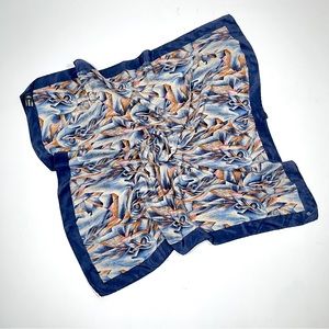 100% silk HUSQVAMA by Leoni Square navy blue abstract scarf